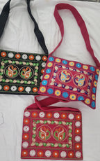 Indian Traditional Embroidered Work Peacock Jhola Bag. Crossbody /Shoulder bags for women.
