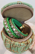 Embroidered Matki Bangle Box: Indian Jewelry Organizer, Wedding Favor.