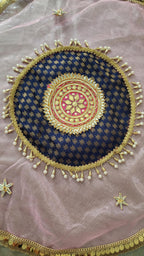 Handmade Organza Thali Cover: Indian Wedding Decor, Gota Embellished (21 inches)