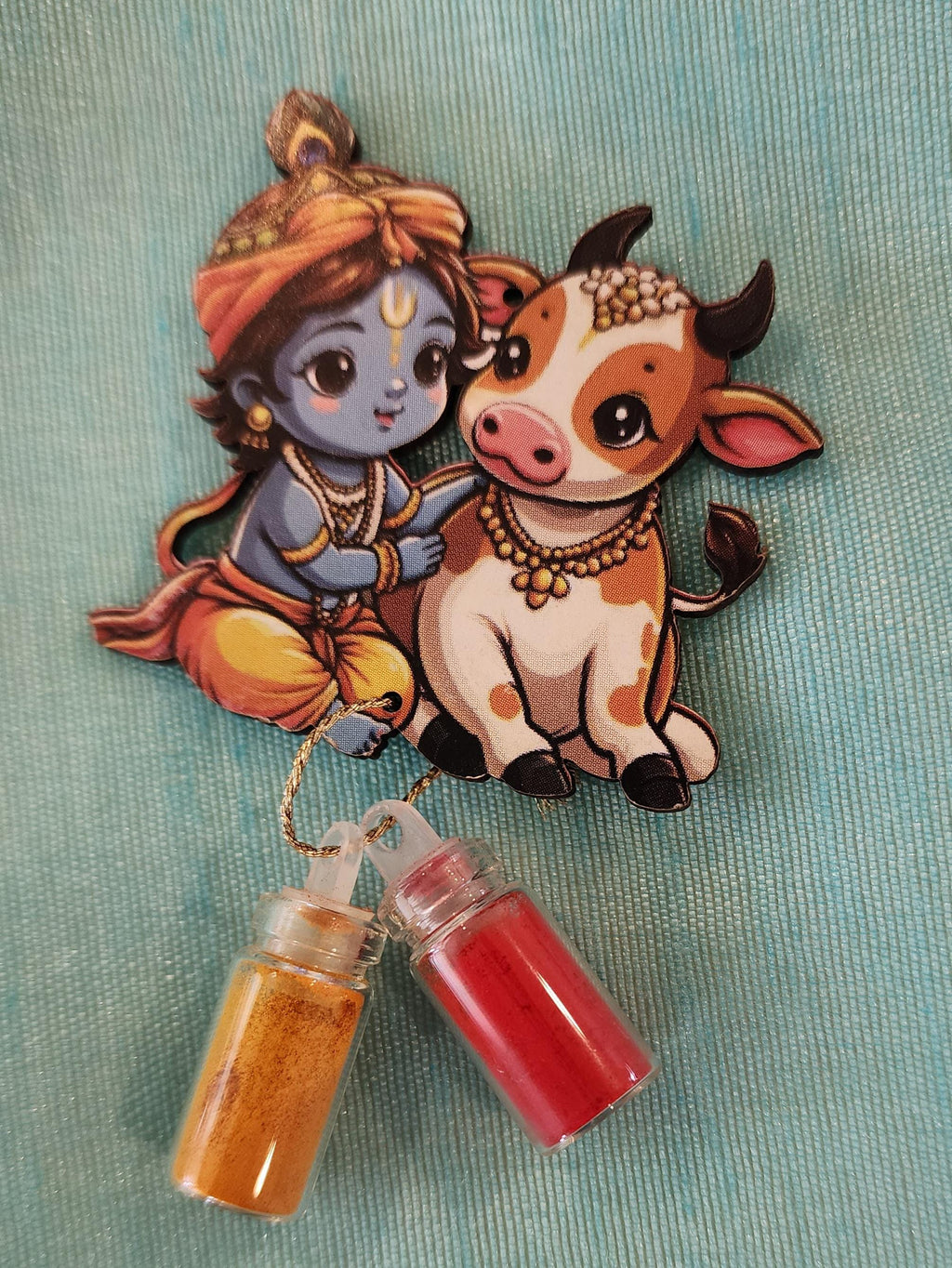 Handcrafted Little Krishna Cow Haldi Kumkum Holder - Wedding Favor.
