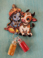 Handcrafted Little Krishna Cow Haldi Kumkum Holder - Wedding Favor.
