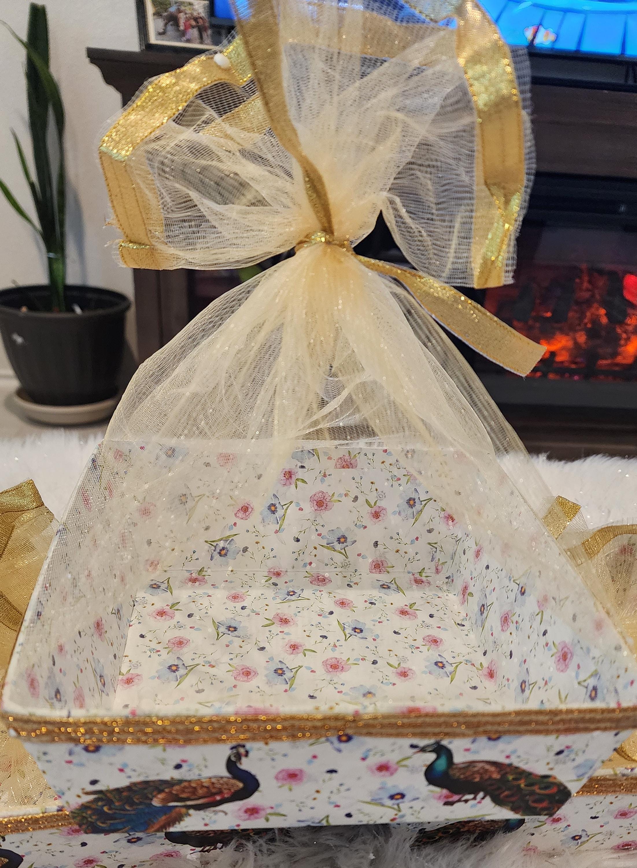 Handmade Wedding Gift Box: Decorative Keepsake Basket, Peacock Design