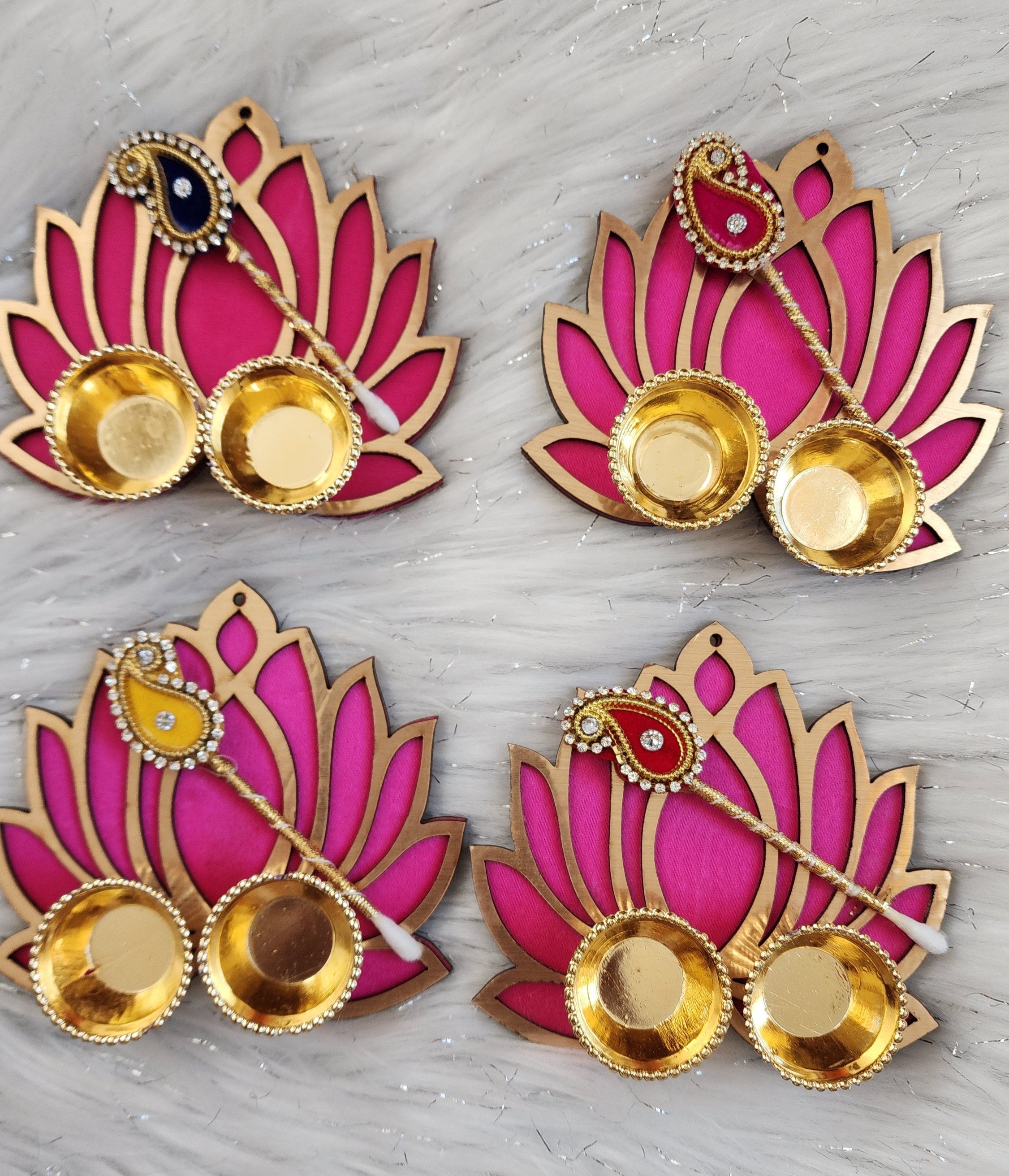 Handcrafted Lotus Haldi Kumkum Holder: Pooja Return Gift