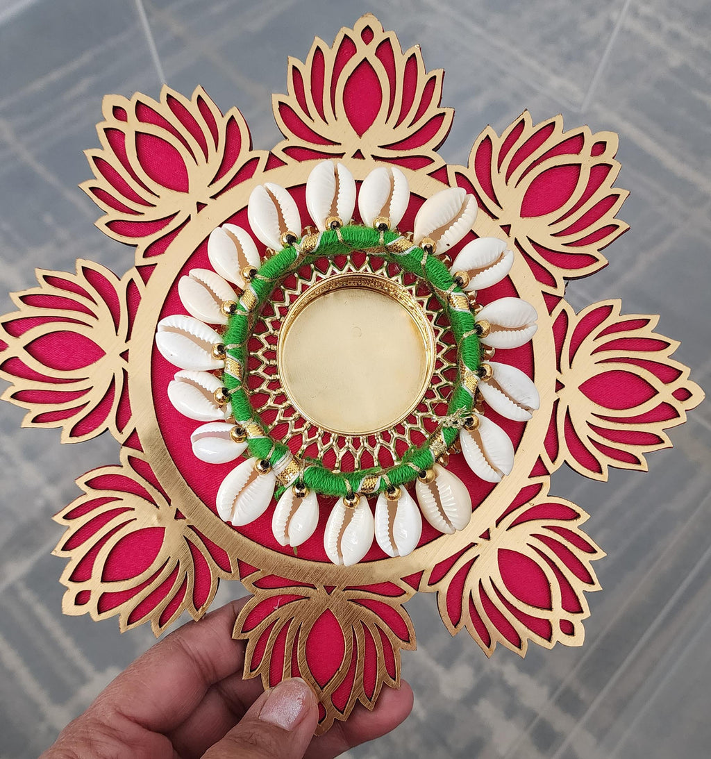 MDF Lotus Tealight Holder: Diwali Rangoli Decoration