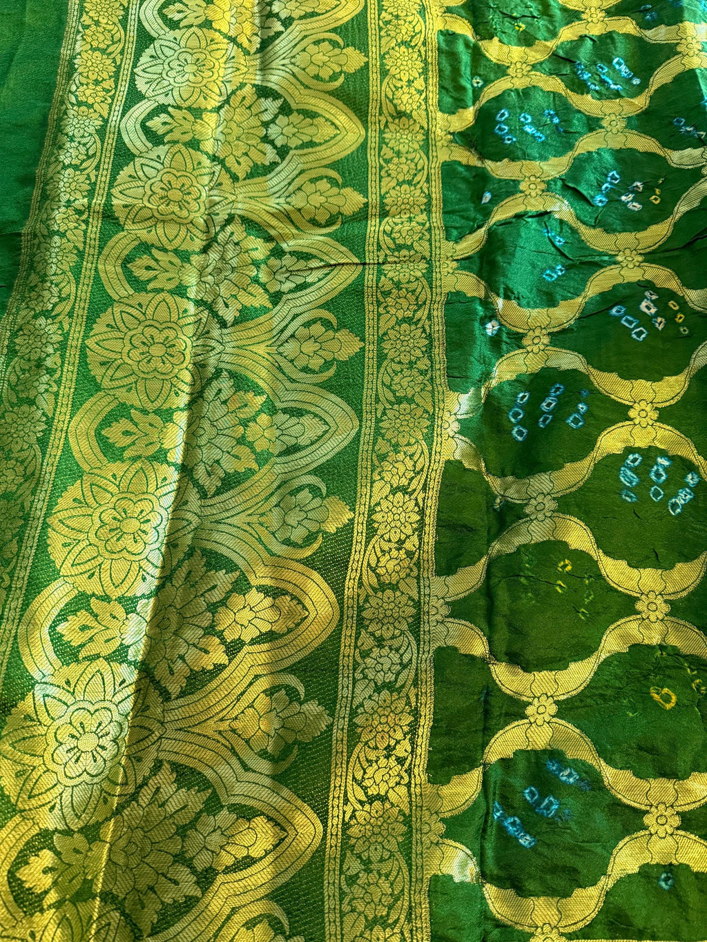 Hand Printed Jacquard Silk Dupatta: Banarsi Print Wedding Favor