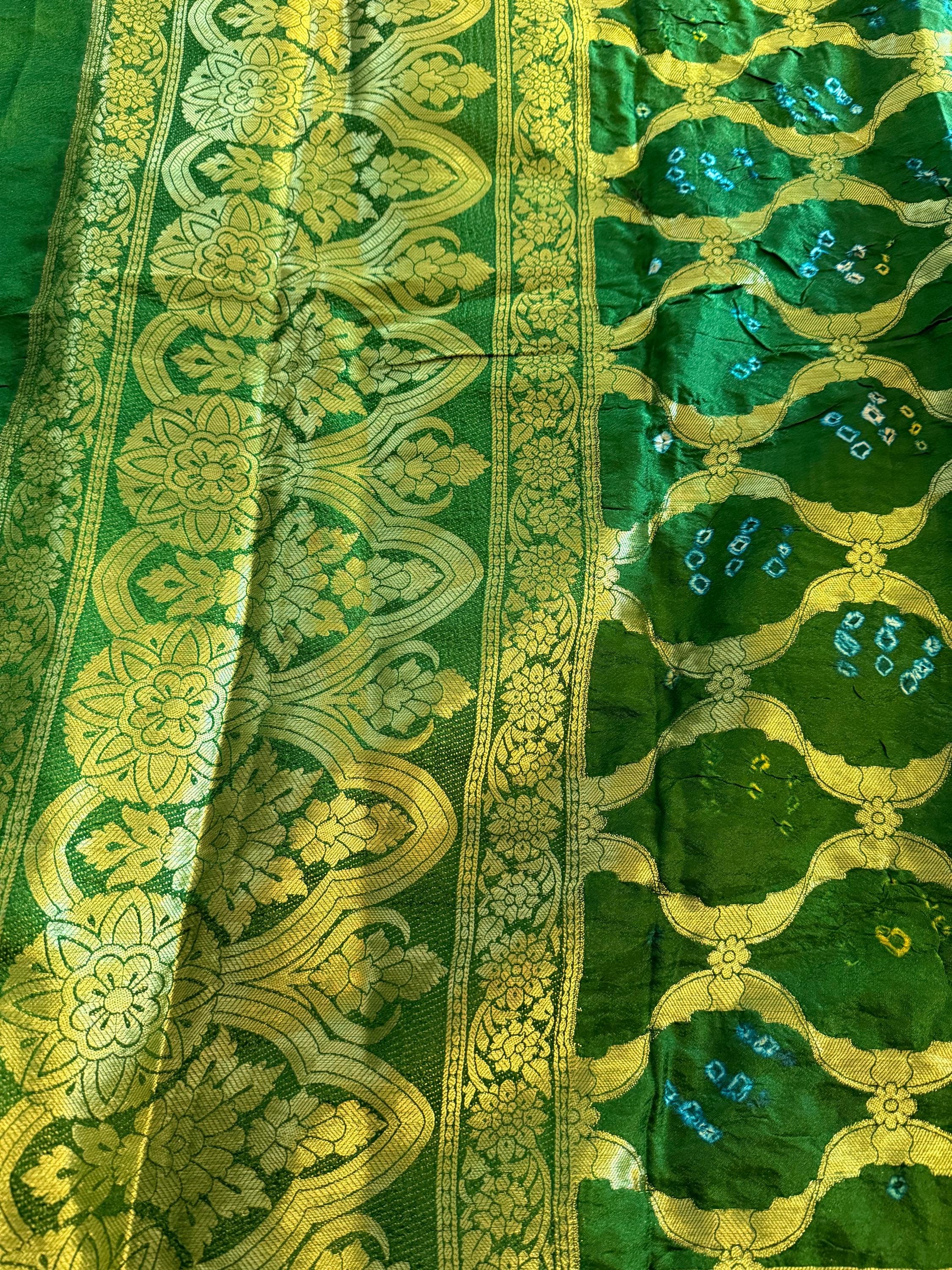 Hand Printed Jacquard Silk Dupatta: Banarsi Print Wedding Favor