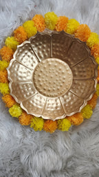 Golden Lotus Urli Bowl Hendmade Metal Floating Flower & Candle Holder.