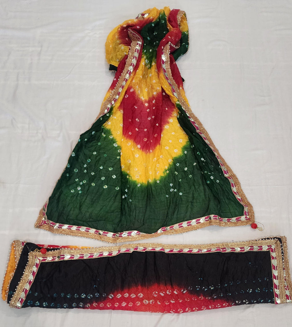 Bandhej Dupatta with Moti Lace: Rajasthani Wedding Favor, Assorted Colors