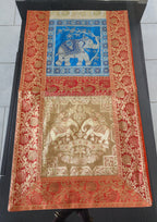 Elephant Print Silk Brocade Table Runner: Indian Decor (16X60 Inch)