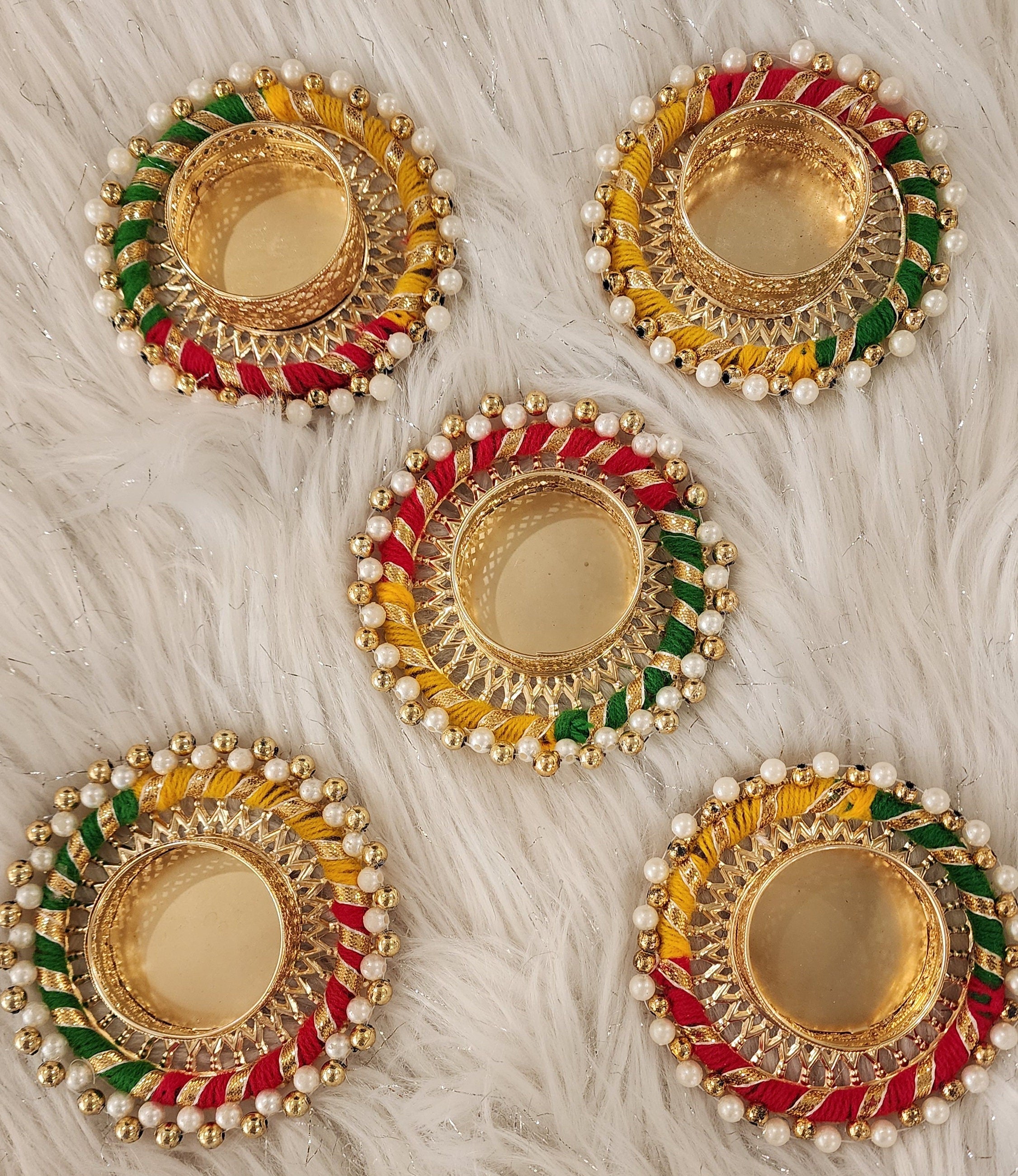 Handcrafted Multi Color Tea Light Candle Holder: Diwali Gift