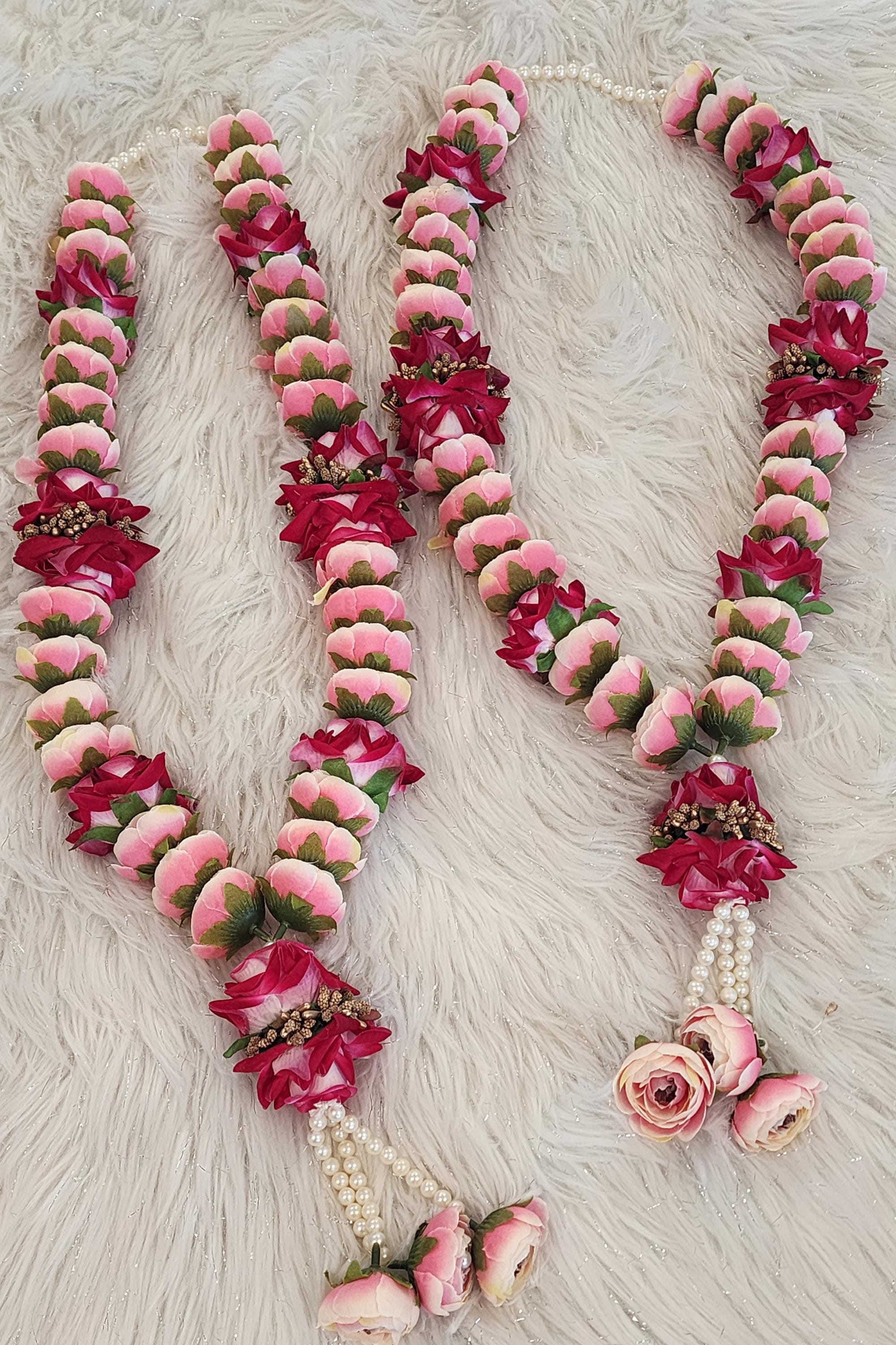 Artificial Flower Handmade Wedding Mala: Bride and Groom Garlands - Pack of 2