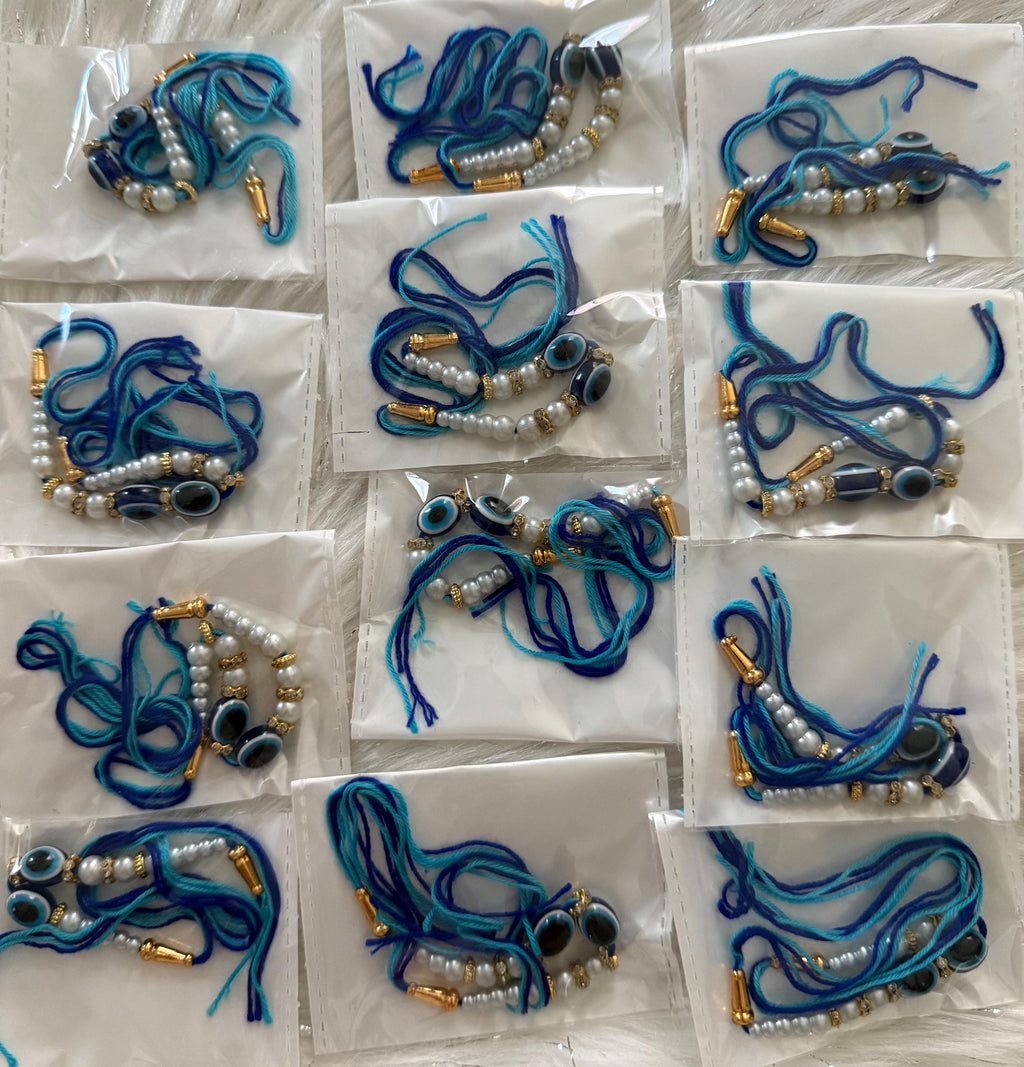 Handmade Rakhi Set: Evil Eye Rakhi, Haldi Kumkum Plate, Roli Chawal