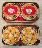 Handmade Pichwai Art Tray Set: Nandi Cow Design, Home Decor.