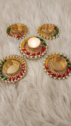 Handcrafted Multi Color Tea Light Candle Holder: Diwali Gift