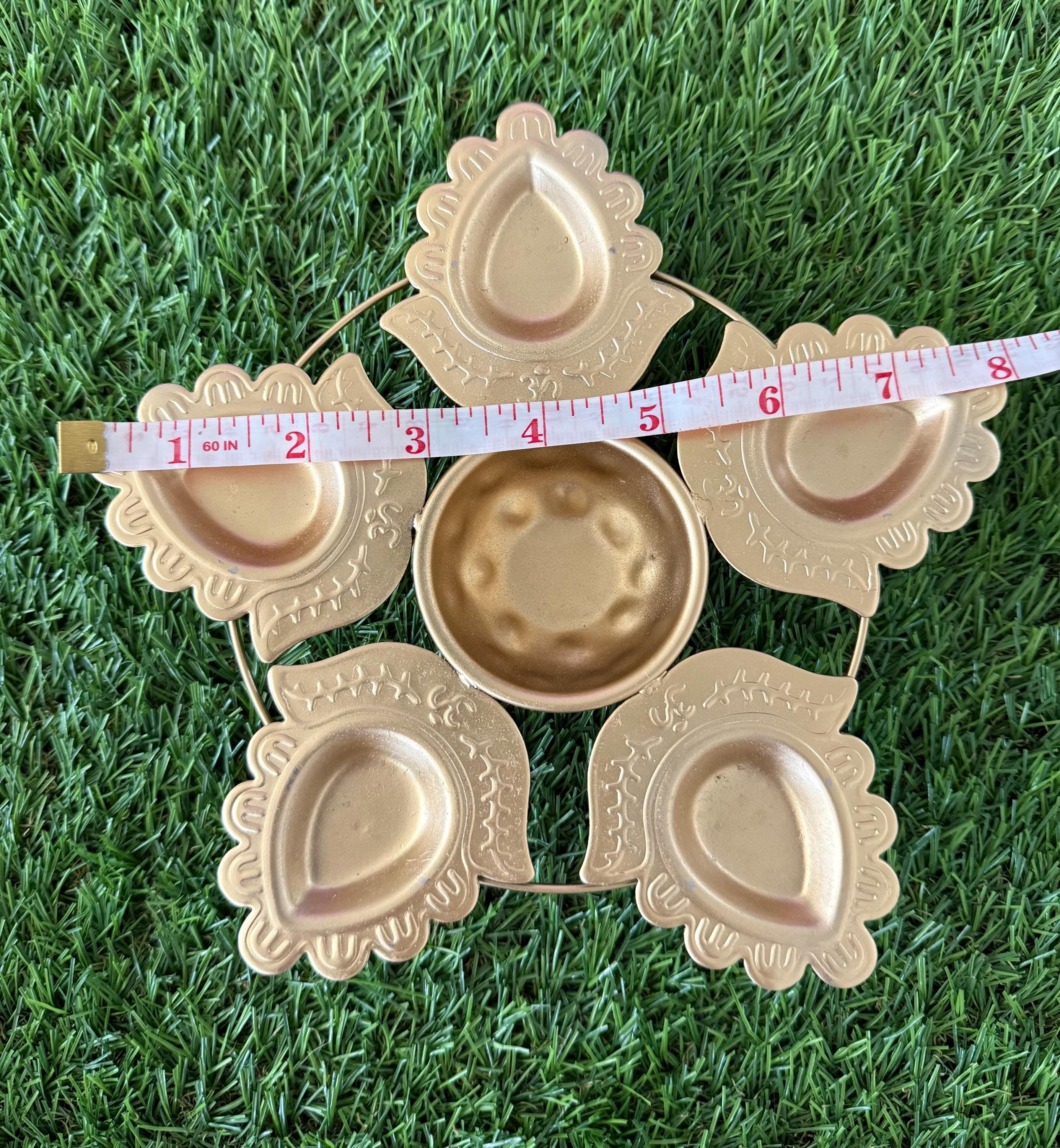 Metal Urli: Lotus 7" Gold Diwali Decoration, Pooja Gift diya.