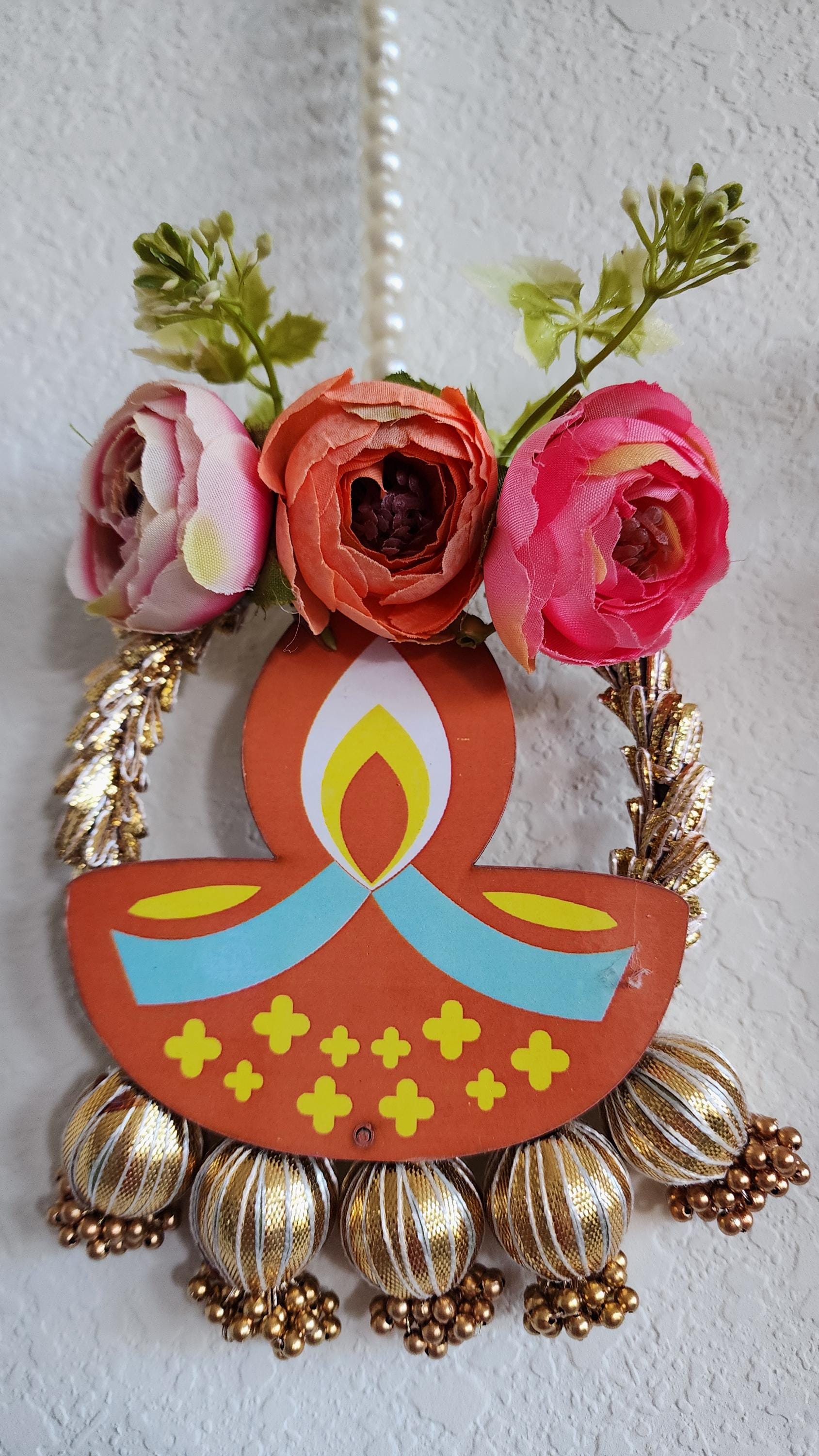 Colorful Diya Diwali Hangings: Indian Festive Decor, Return Gift (18 inch)