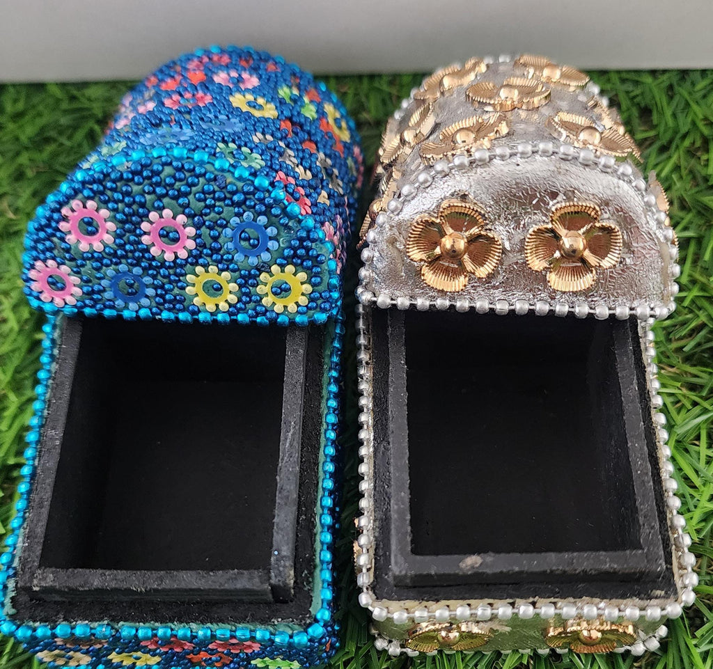 Handcrafted Haldi Kumkum Holder Set: Beaded Wedding Favor Gift