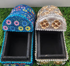 Handcrafted Haldi Kumkum Holder Set: Beaded Wedding Favor Gift