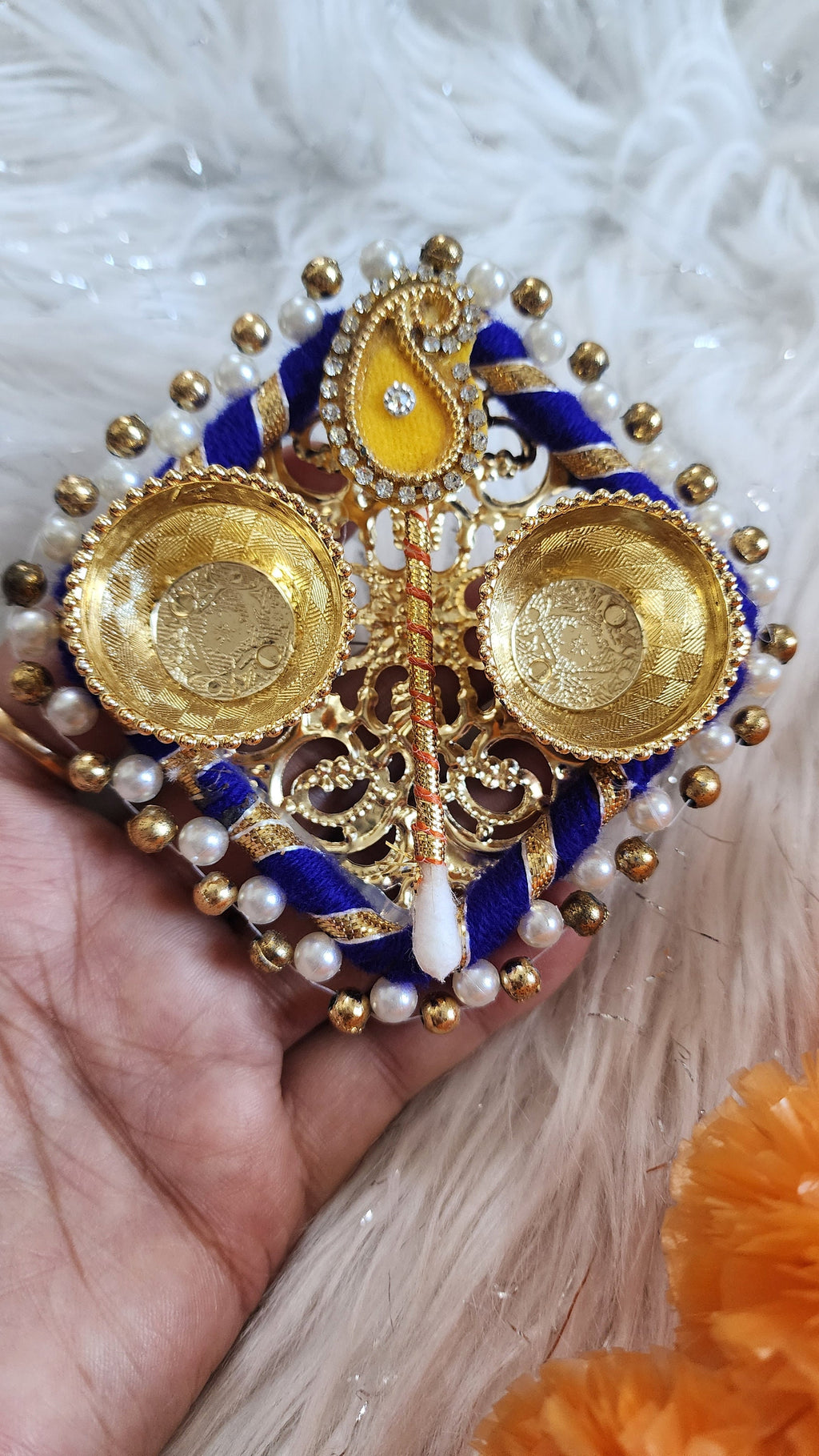 Handcrafted Square Haldi Kumkum Holder: Pooja Return Gift.