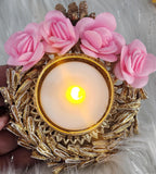 Floral Tea Light Holder: Indian Diwali Pooja Decoration, Wedding Favor