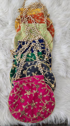 Embroidered Velvet Potli Bags - Indian Wedding Favor Bags.