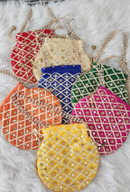Mirror Work Silk Potli Bags: Indian Wedding Favor, Diwali Gift.