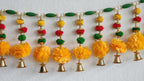 Handmade Indian Toran: Silk Door Hanging with Bells (38 x 6 inch)