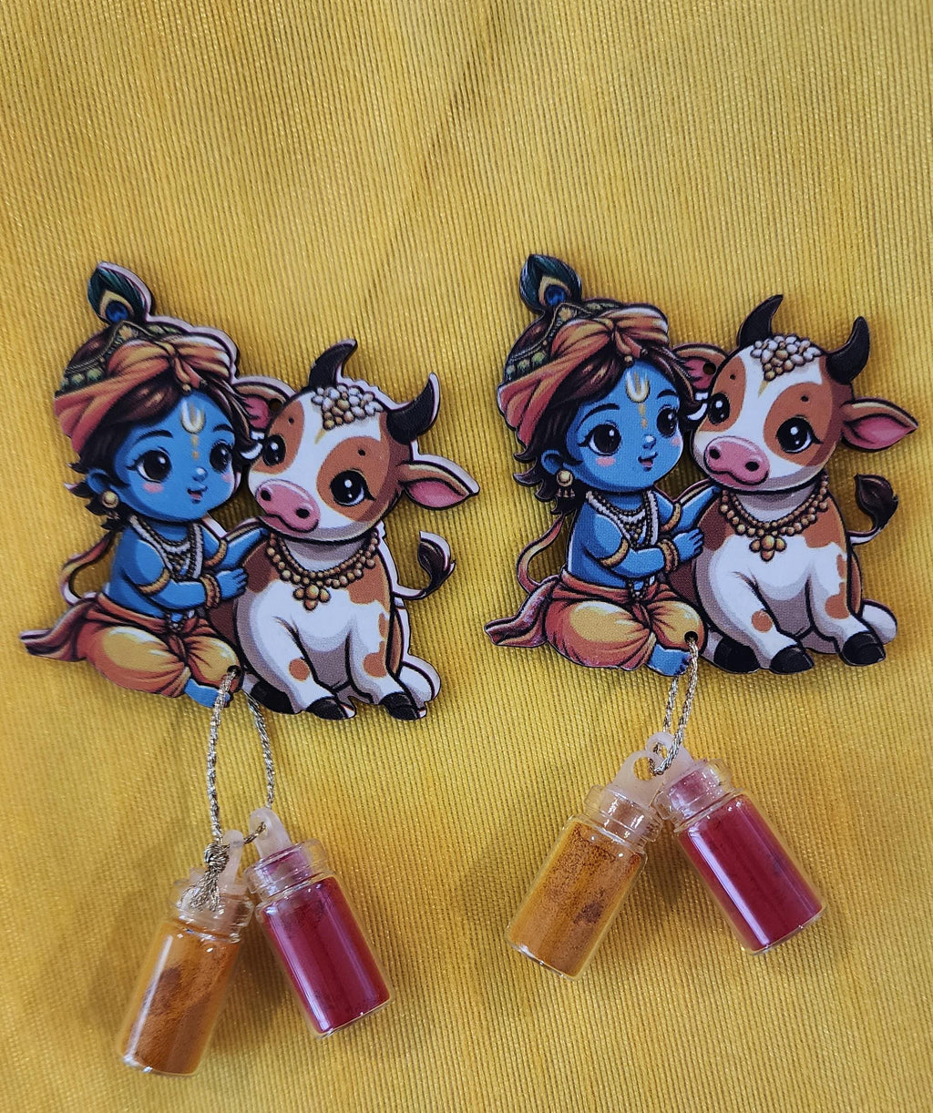 Handcrafted Little Krishna Cow Haldi Kumkum Holder - Wedding Favor.
