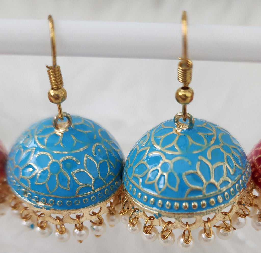 Handmade Meenakari Jhumka Earrings: Indian Wedding Jewelry.