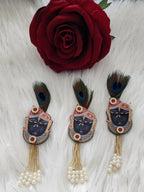 Peacock Feather Wedding Brooches: Lotus Kundan Indian Favor Pins