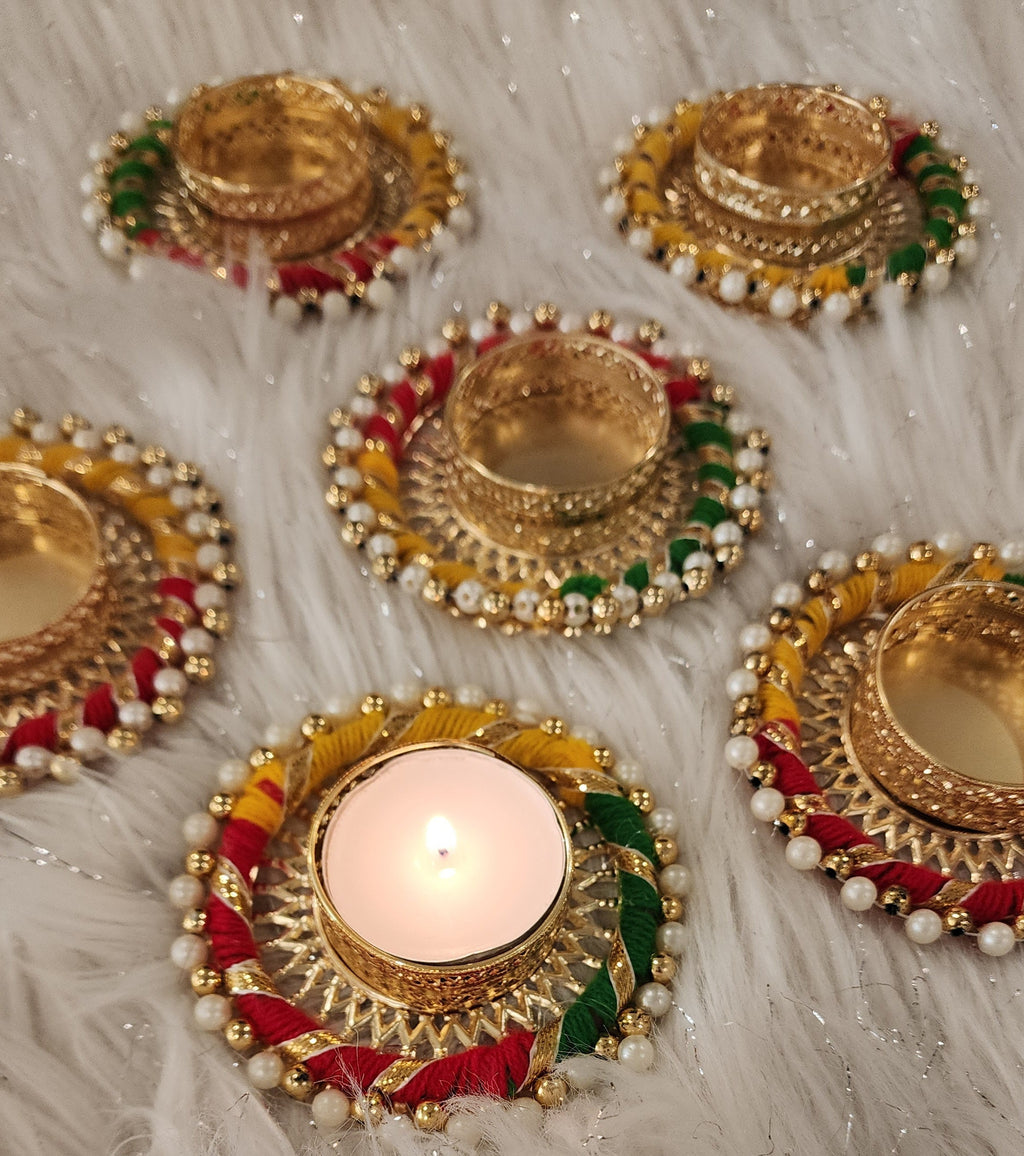Handcrafted Multi Color Tea Light Candle Holder: Diwali Gift