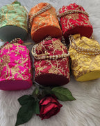 Handmade Embroidered Silk Potli Bag: Rajasthani Wedding Favor