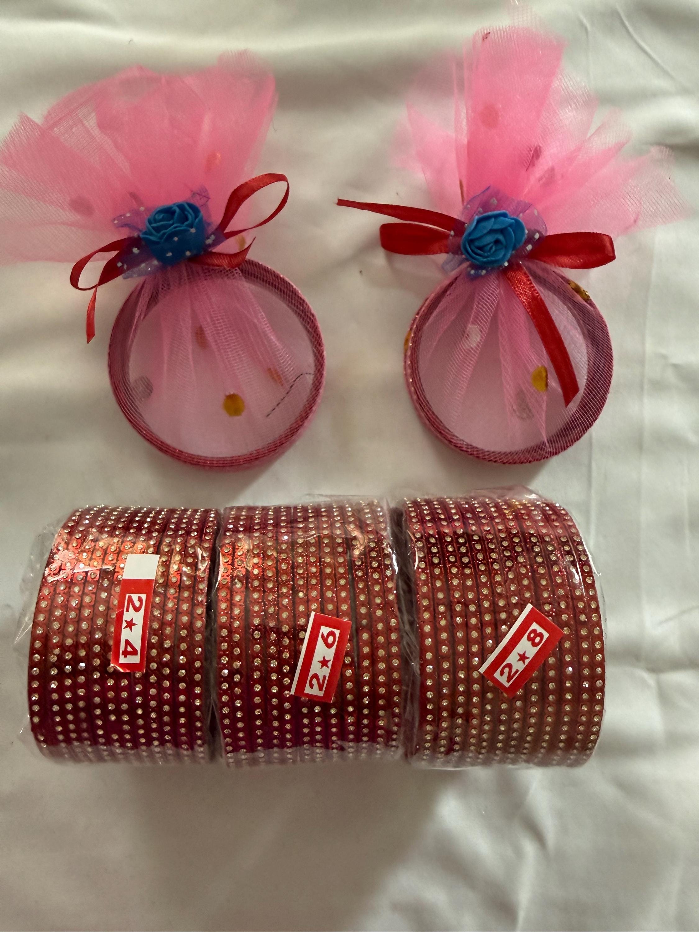 Multi Color Glass Bangles: Party Favor Set of 4.