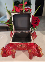 Handcrafted Wooden Elephant Trinket Box: Boho Indian Decor (5x5x5 inch)