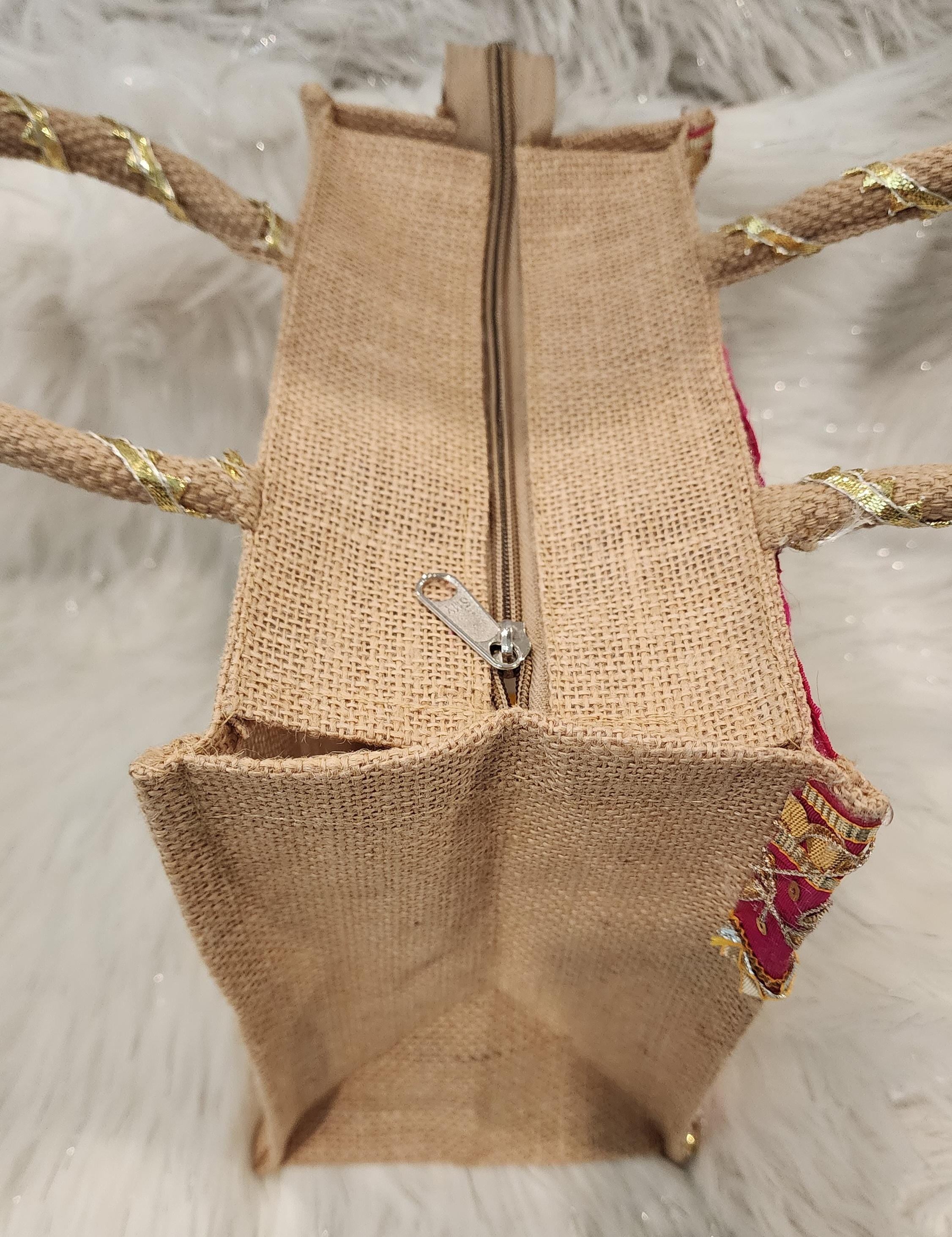 Gota Patti Handcrafted Gift Bag: Transparent Pooja Favor Bag.