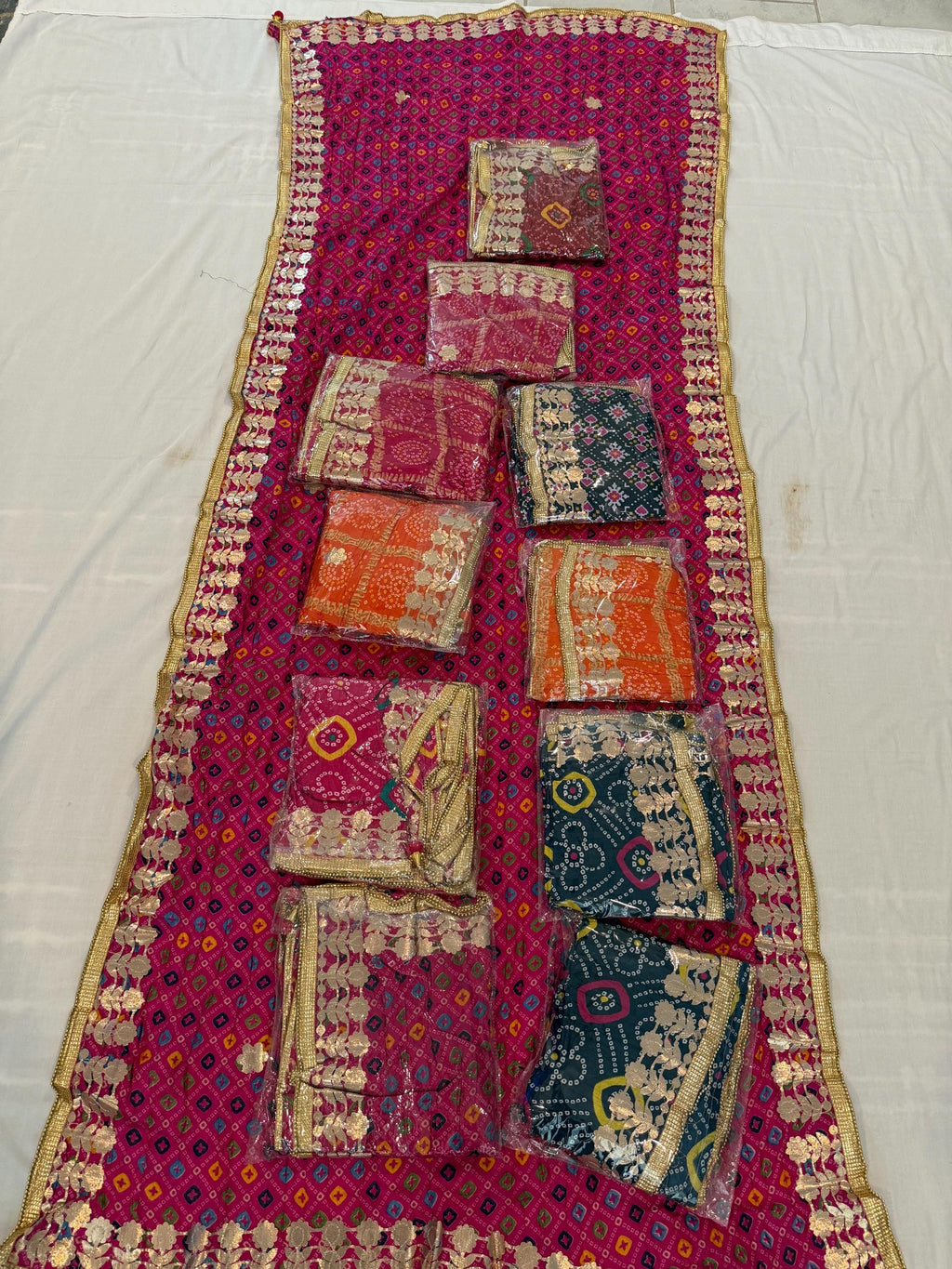 Bandhej Art Silk Dupatta: Rajasthani Gotta Patti Wedding Scarf