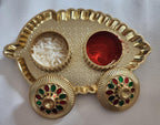 Haldi Kumkum Handmade Decorative Plates: Vermilion Holder Pooja Thali, Mehndi Decoration.