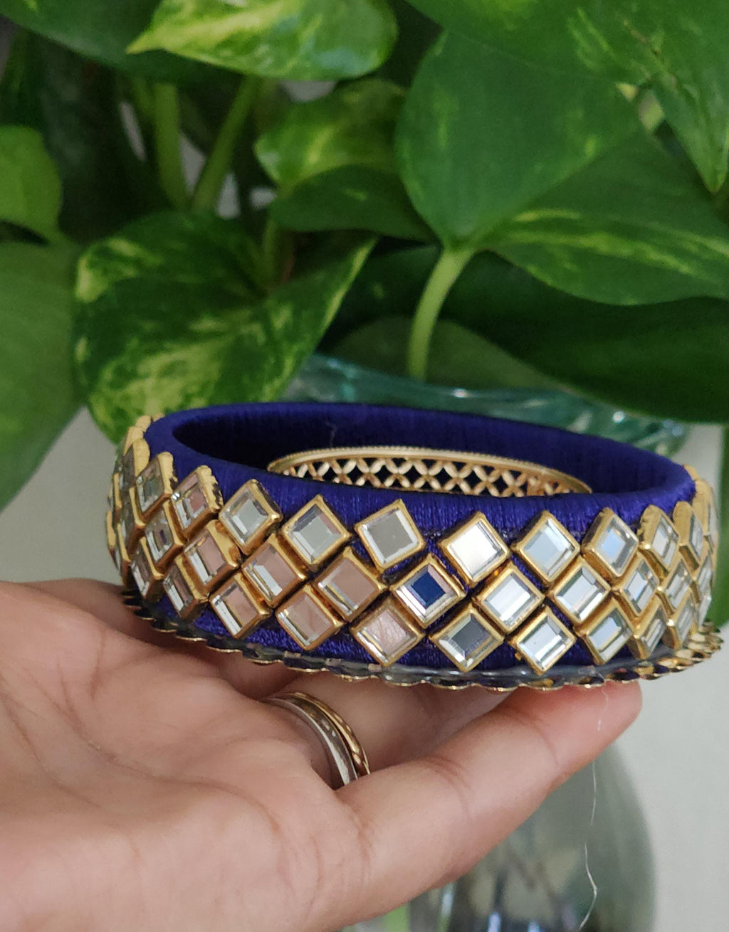 Kundan Tea Light Holder: Diwali Pooja Decoration, Wedding Favor.