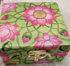 Pichwai Print Handmade Tea Light Holder Gift Box: Diwali Favor, Pooja Decor.