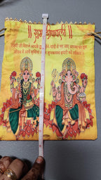 Silk Lakshmi Ganesh Printed Potli Bags: Diwali Return Gifts