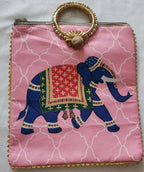Elephant Print Silk Potli Bag: Multicolor Ethnic Gift Bag