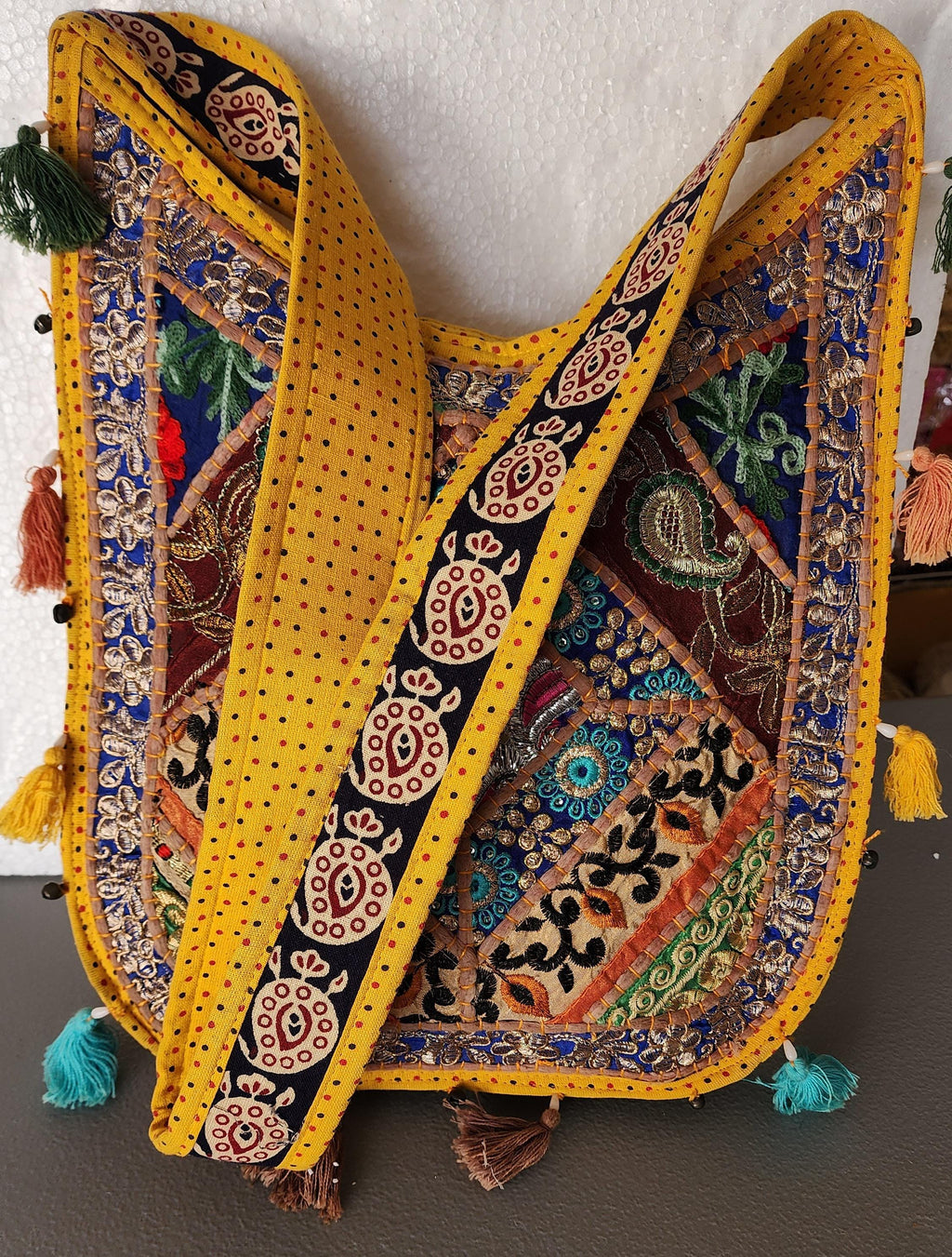 Embroidered Indian Jhola Bag:Crossbody Shoulder Bag