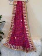 Bandhej Art Silk Dupatta: Rajasthani Gotta Patti Wedding Scarf