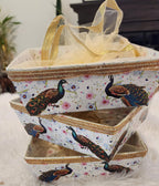 Handmade Wedding Gift Box: Decorative Keepsake Basket, Peacock Design