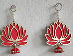 Red Wooden Lotus Hanging Pair: Indian Wedding Diwali Decor