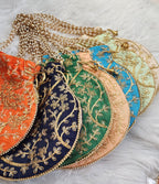 Diwali Potli Bag Set: Embroidered Pooja Gift, Housewarming Favors (5 Pcs)