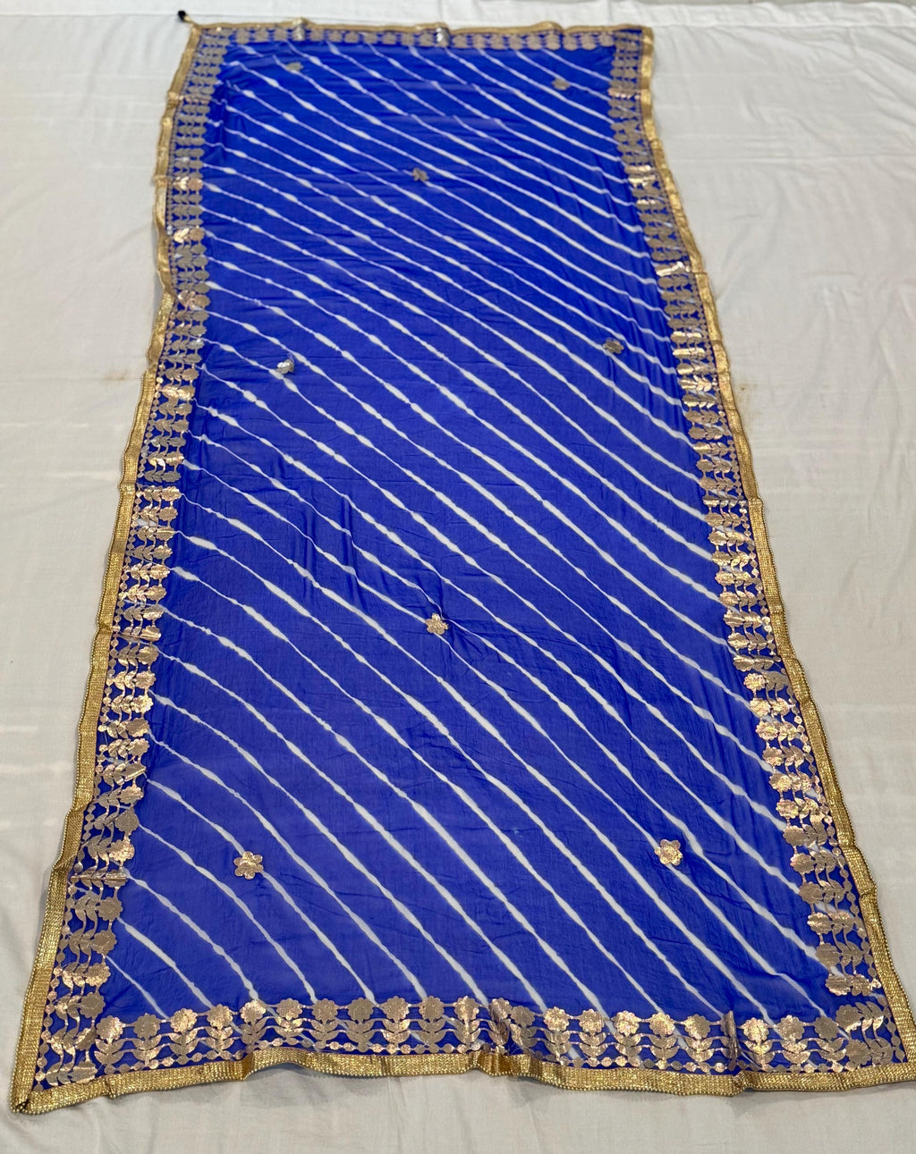 Rajasthani Lahariya Chiffon Dupatta: Lace & Latkan Wedding Scarf