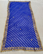 Rajasthani Lahariya Chiffon Dupatta: Lace & Latkan Wedding Scarf