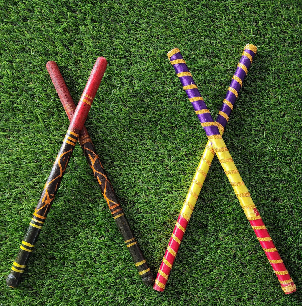 Handmade Dandiya Sticks: Indian Navratri Dance Sticks (Pair).