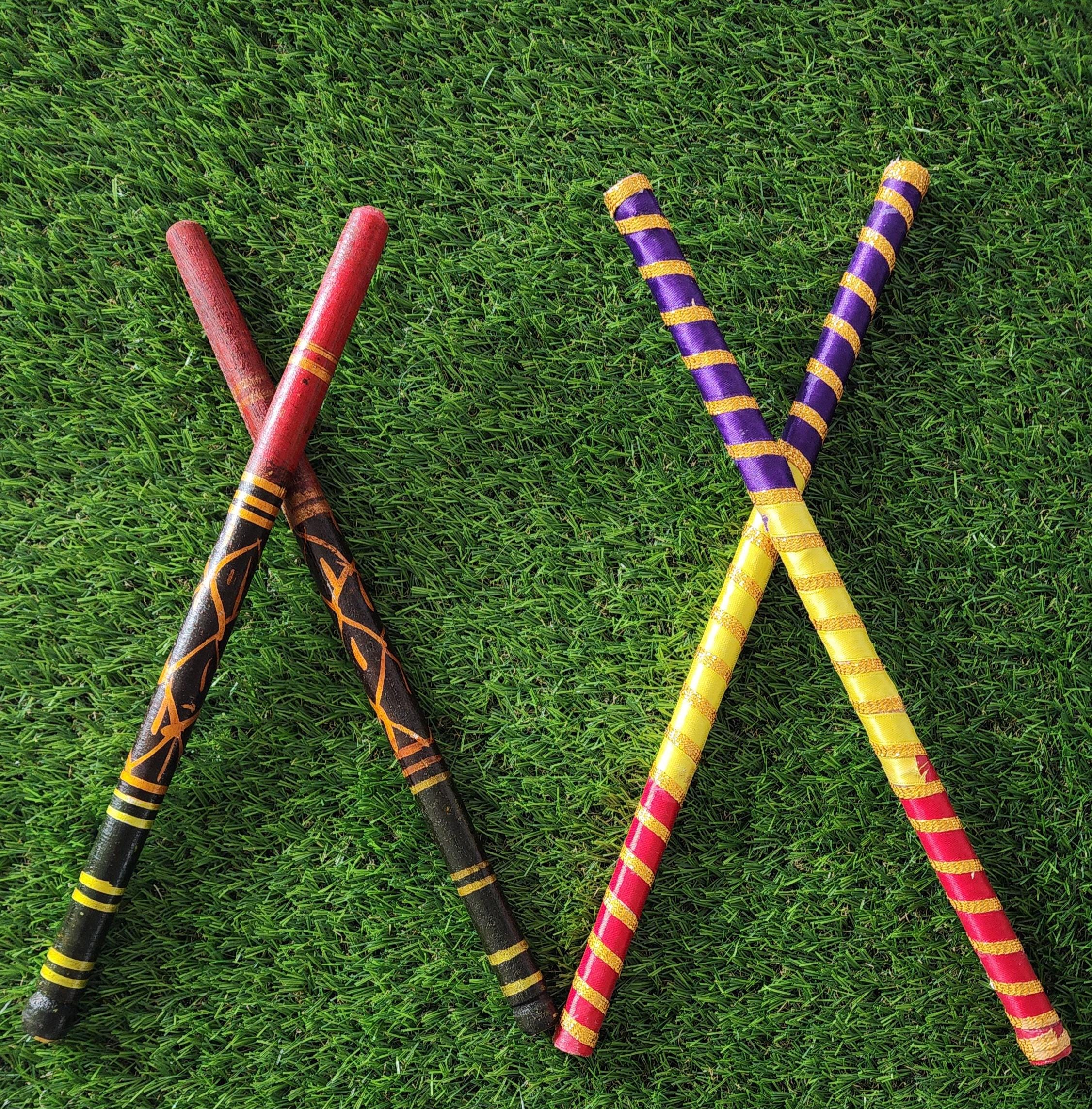 Handmade Dandiya Sticks: Indian Navratri Dance Sticks (Pair).